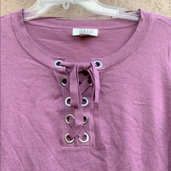 Style & Co Lace up Tunic Sweater Top Mauve - Picture 3 of 5